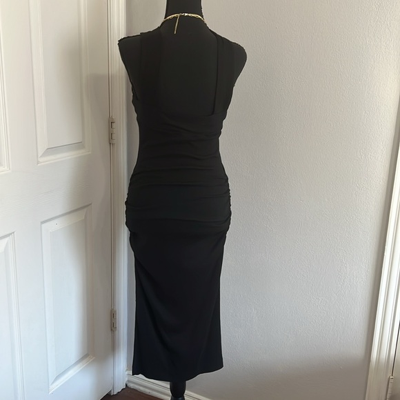 Michael Stars Opaline Black Ribbed Ruched Dress Size MP NWT - Picture 7 of 13